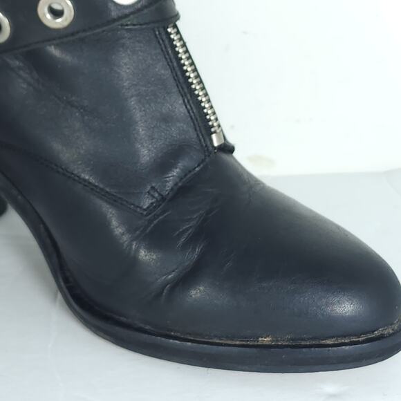 Office London Women’s US7,5 EU38 Black Leather Front Zip Studded Ankle Booties - Picture 7 of 16